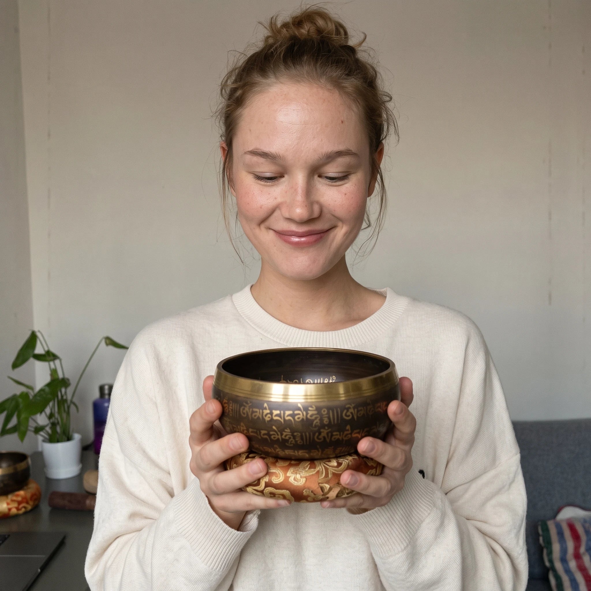 Scripture-Dark singing bowl PDP 03f_slider_hannah_s.with_bowl