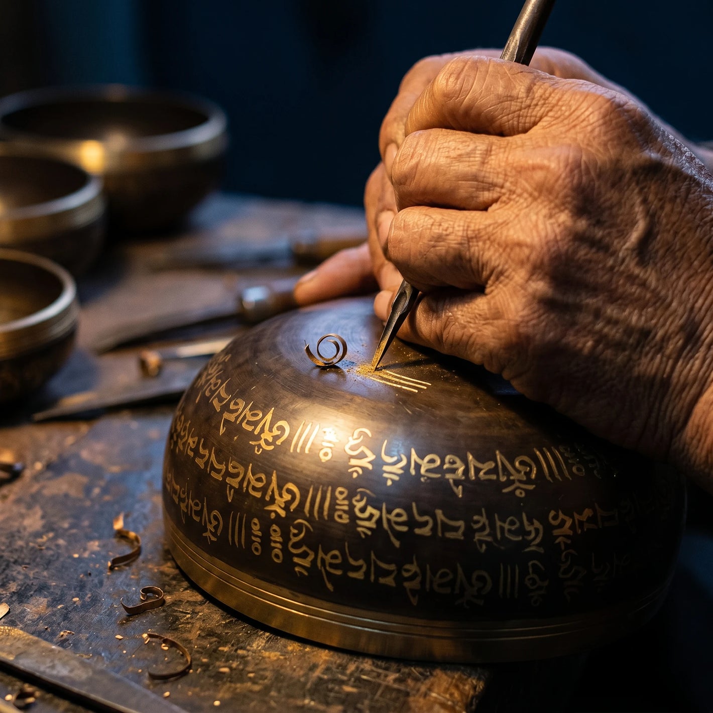 Scripture-Dark singing bowl PDP 04b_multicolumn_hand_engraving
